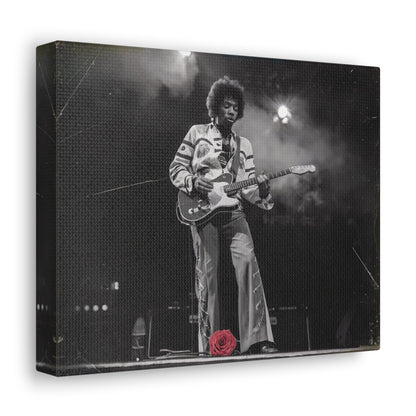 Jimi Hendrix Vintage PerformanceTimeless Passion: Jimi Hendrix Vintage Performance | Canvas Gallery WrCanvasJimi Hendrix Vintage Photo Art - Black and White with Red Rose Accent
Experience the raw energy of Jimi Hendrix through this unique vintage-style canvas. Bring the s