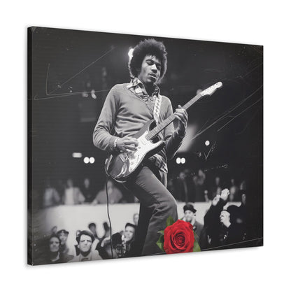 Jimi Hendrix Vintage PerformanceTimeless Passion: Jimi Hendrix Vintage Performance | Canvas Gallery WrCanvasJimi Hendrix Vintage Performance | Canvas Gallery Wrap | Iconic Rock Wall Art
Jimi Hendrix Vintage Photo Art - Black and White with Red Rose Accent
 Experience the r