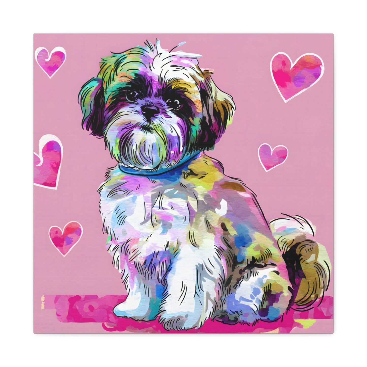 Shih Tzu Pop Art Canvas | Vibrant Dog Art | Curly-Sue Wall Decor - Shih Tzu Dog