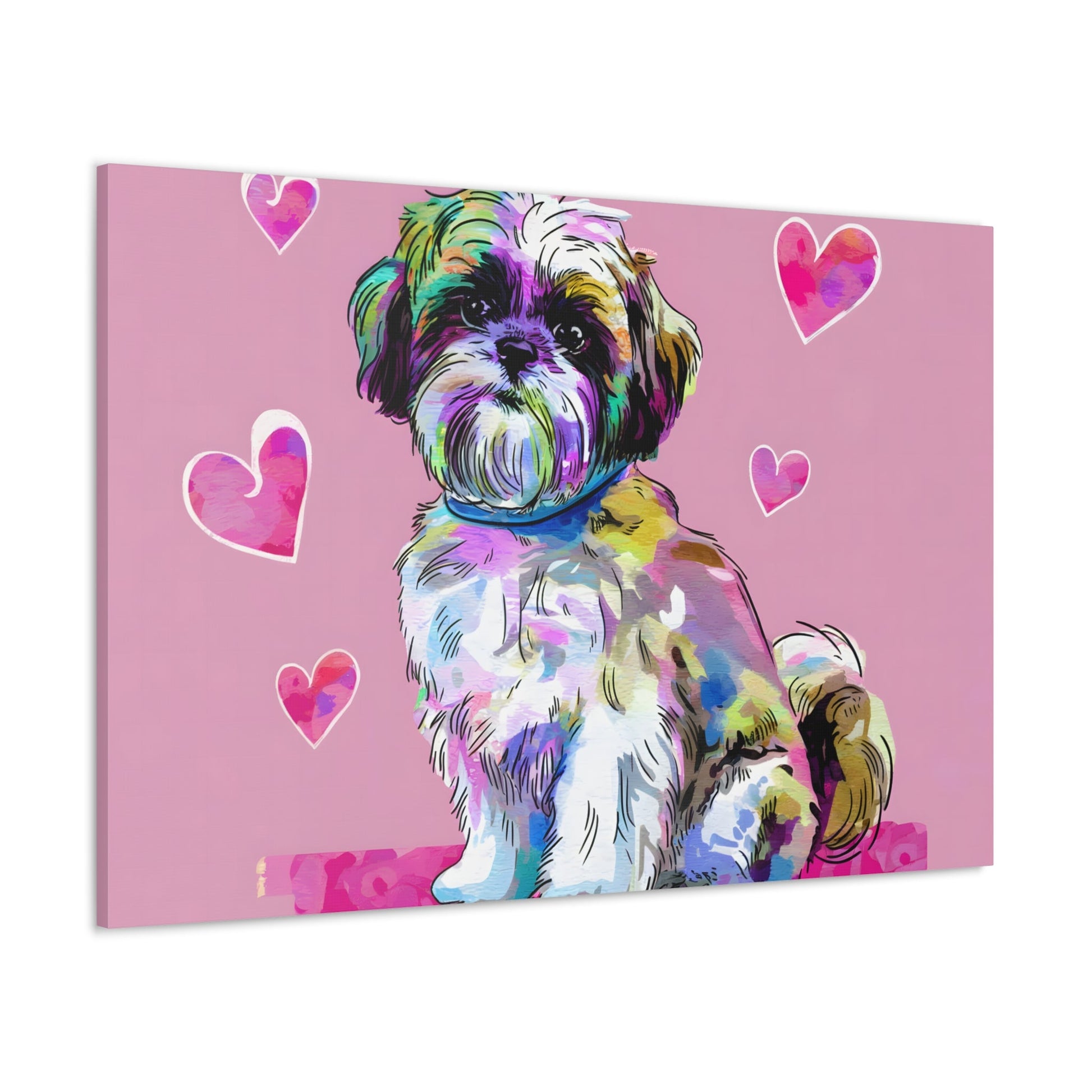 Shih Tzu Pop Art Canvas | Vibrant Dog Art | Curly-Sue Wall Decor - Shih Tzu Dog