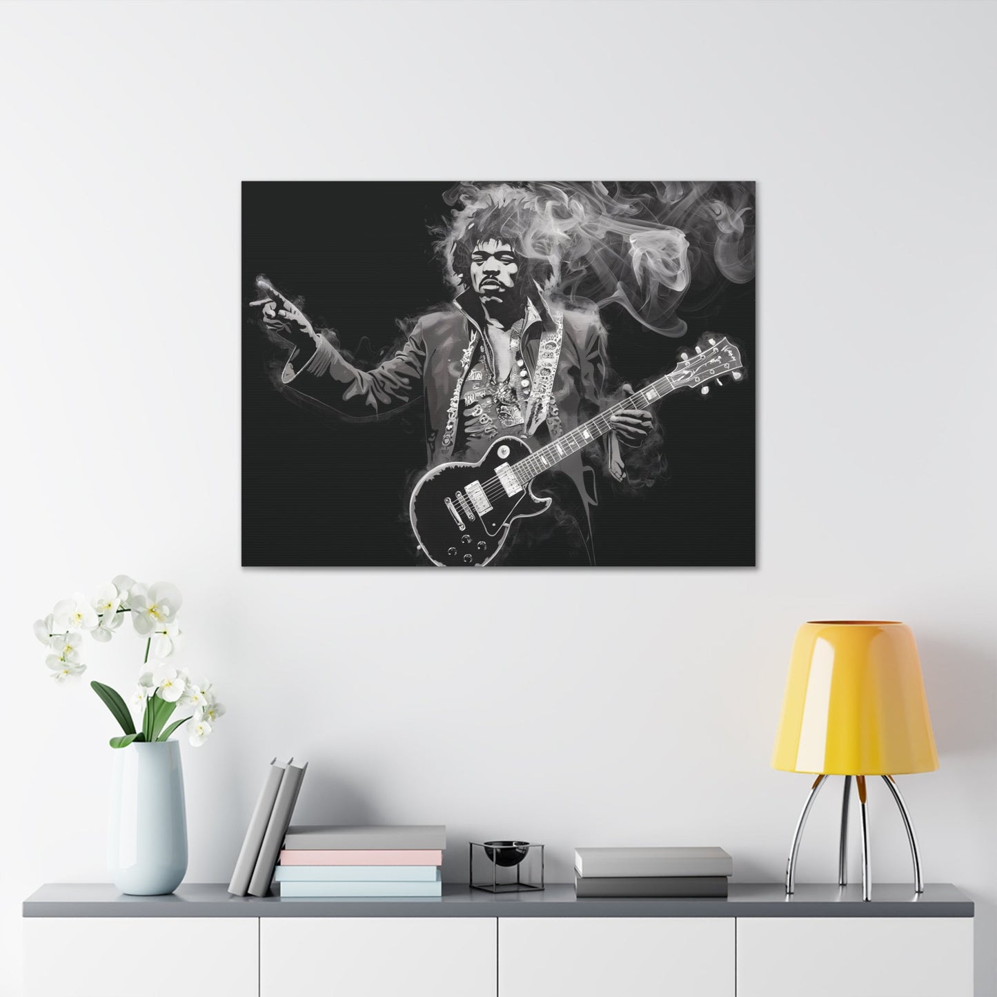 Peace and LovePeace and Love: Jimi Hendrix Fumage Art | Canvas Gallery Wrap | EthereCanvasPeace and Love: Jimi Hendrix Fumage Art | Canvas Gallery Wrap - Wall Art Decor
Jimi Hendrix Soot Painting - Innovative Fumage Art on Canvas
Experience the fiery pass