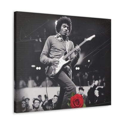 Jimi Hendrix Vintage PerformanceTimeless Passion: Jimi Hendrix Vintage Performance | Canvas Gallery WrCanvasJimi Hendrix Vintage Performance | Canvas Gallery Wrap | Iconic Rock Wall Art
Jimi Hendrix Vintage Photo Art - Black and White with Red Rose Accent
 Experience the r