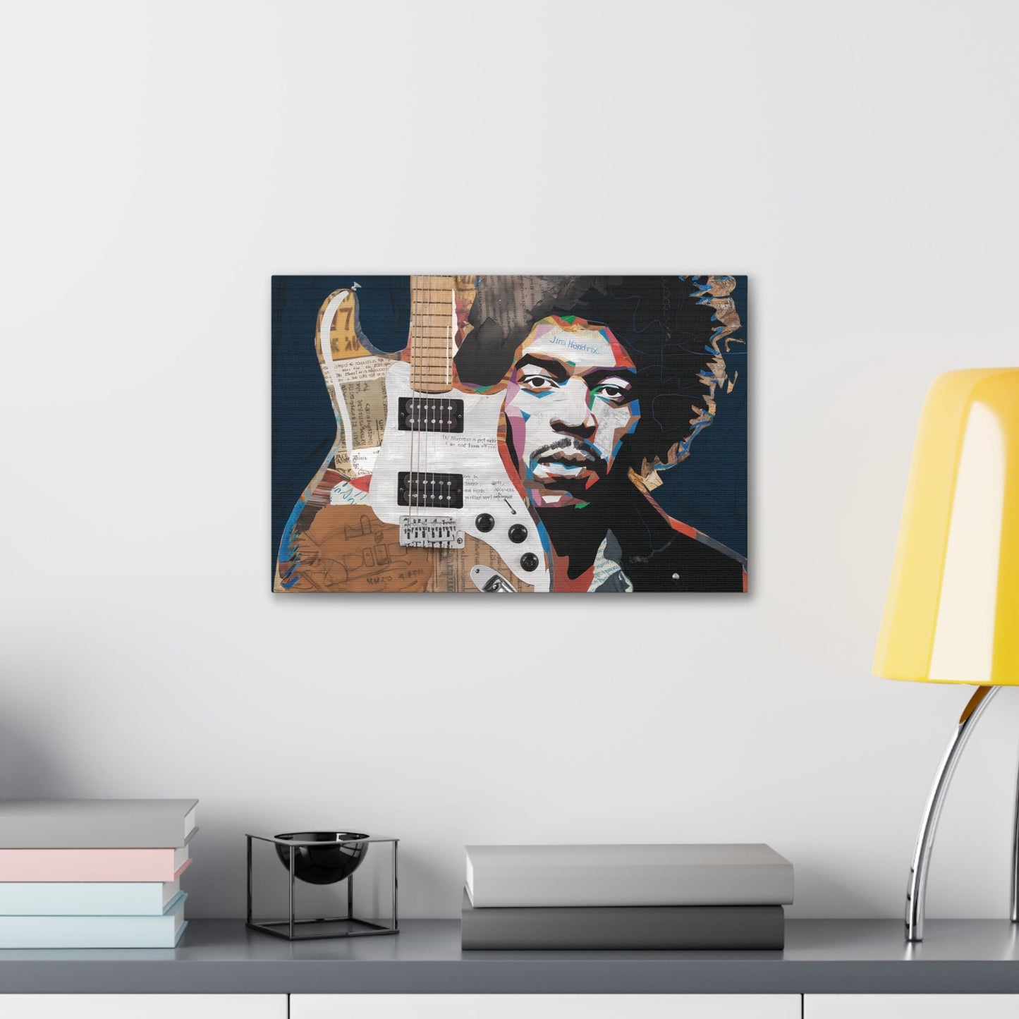 Sonic LegacySonic Legacy: Jimi Hendrix Guitar Collage Art Print | Iconic Rock MemoCanvasJimi Hendrix Abstract Guitar Collage - Unique Rock Art Print
Experience the soul of rock with this abstract Jimi Hendrix guitar collage art print. Bring the spirit o