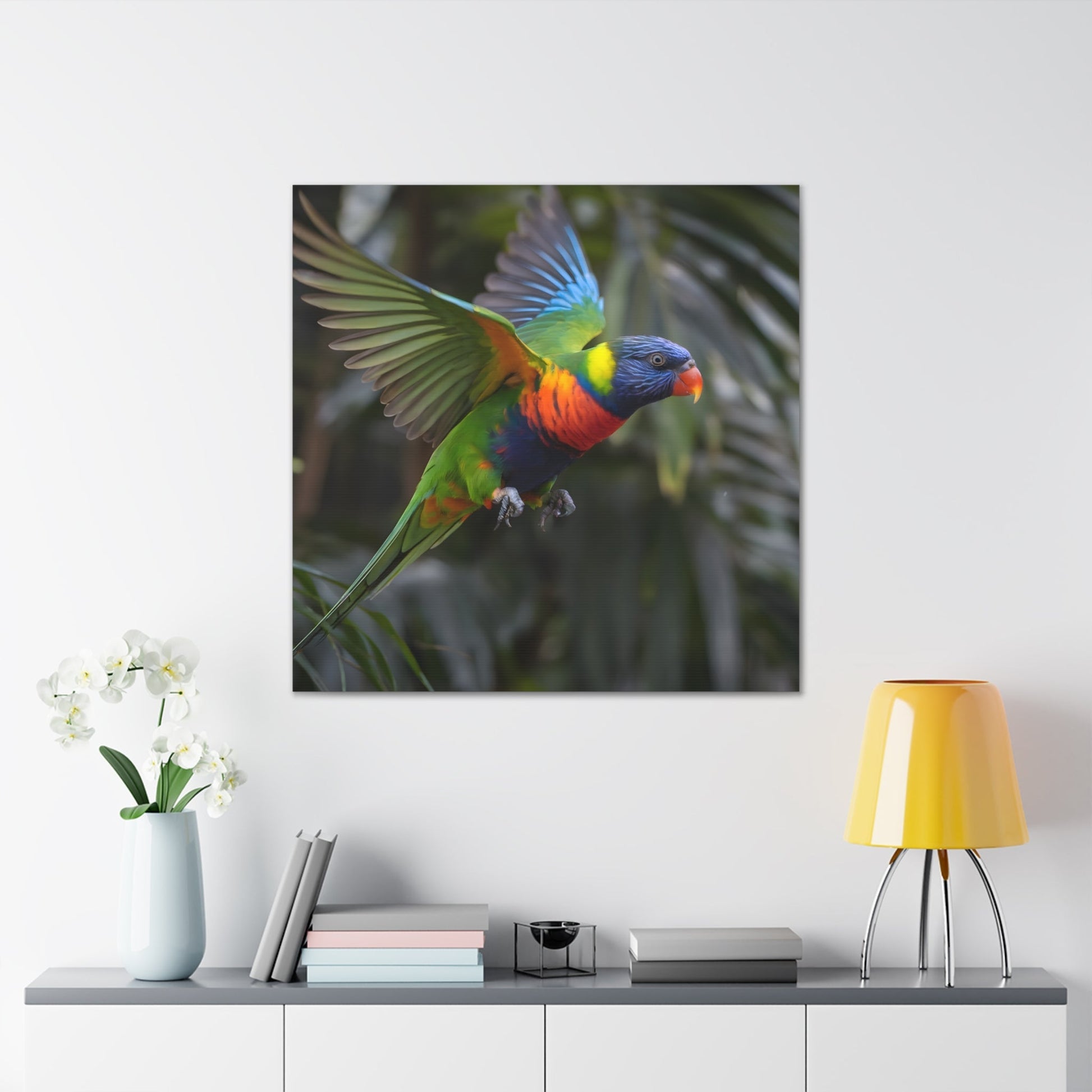 Vibrant Bird ArtRainbow Lorikeet in Flight | Cinematic Wildlife Photography | Vibrant CanvasRainbow Lorikeet in Flight – Cinematic Wildlife Photography
A breathtaking medium shot of a vibrant rainbow lorikeet in mid-flight, showcasing its dazzling plumage o