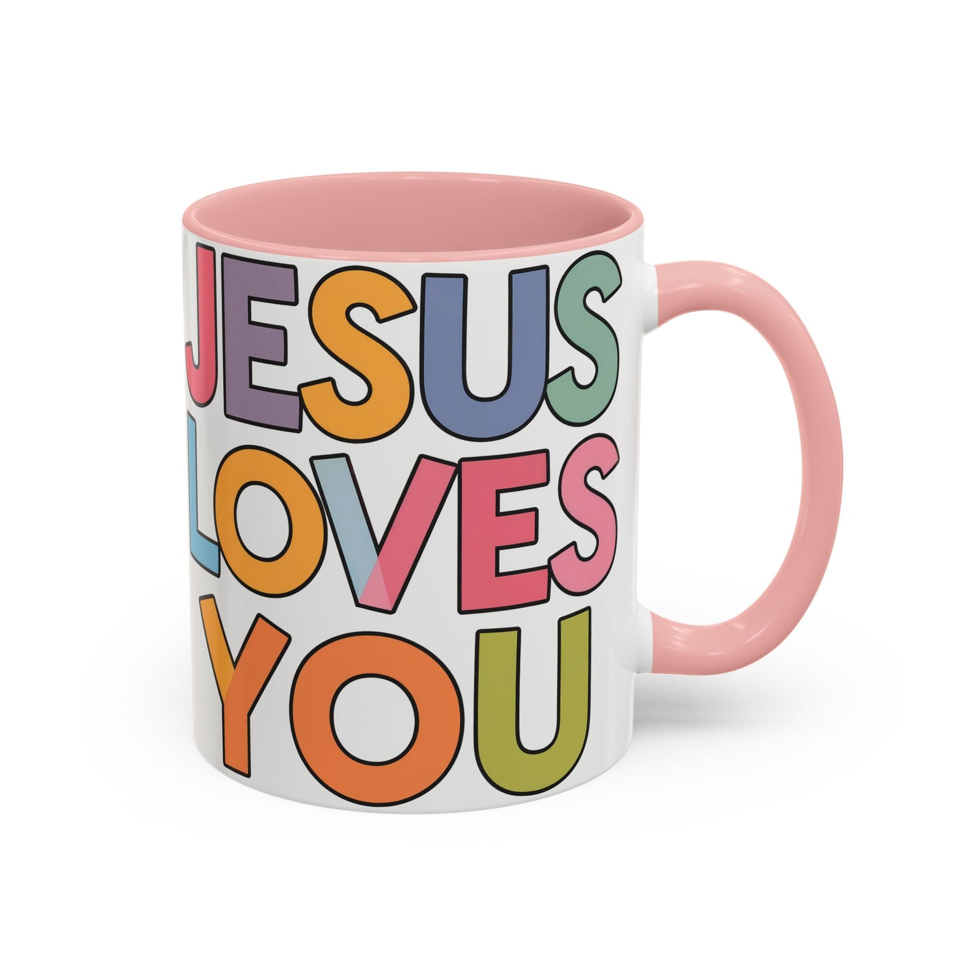 Jesus Loves YouJesus Loves You" Inspirational Christian Coffee Mug - Accent Coffee MuMugJesus Loves You" Inspirational Christian Coffee Mug - Accent Coffee Mug (11, 15oz) 
Celebrate your faith with our vibrant and uplifting "Jesus Loves You" accent coff