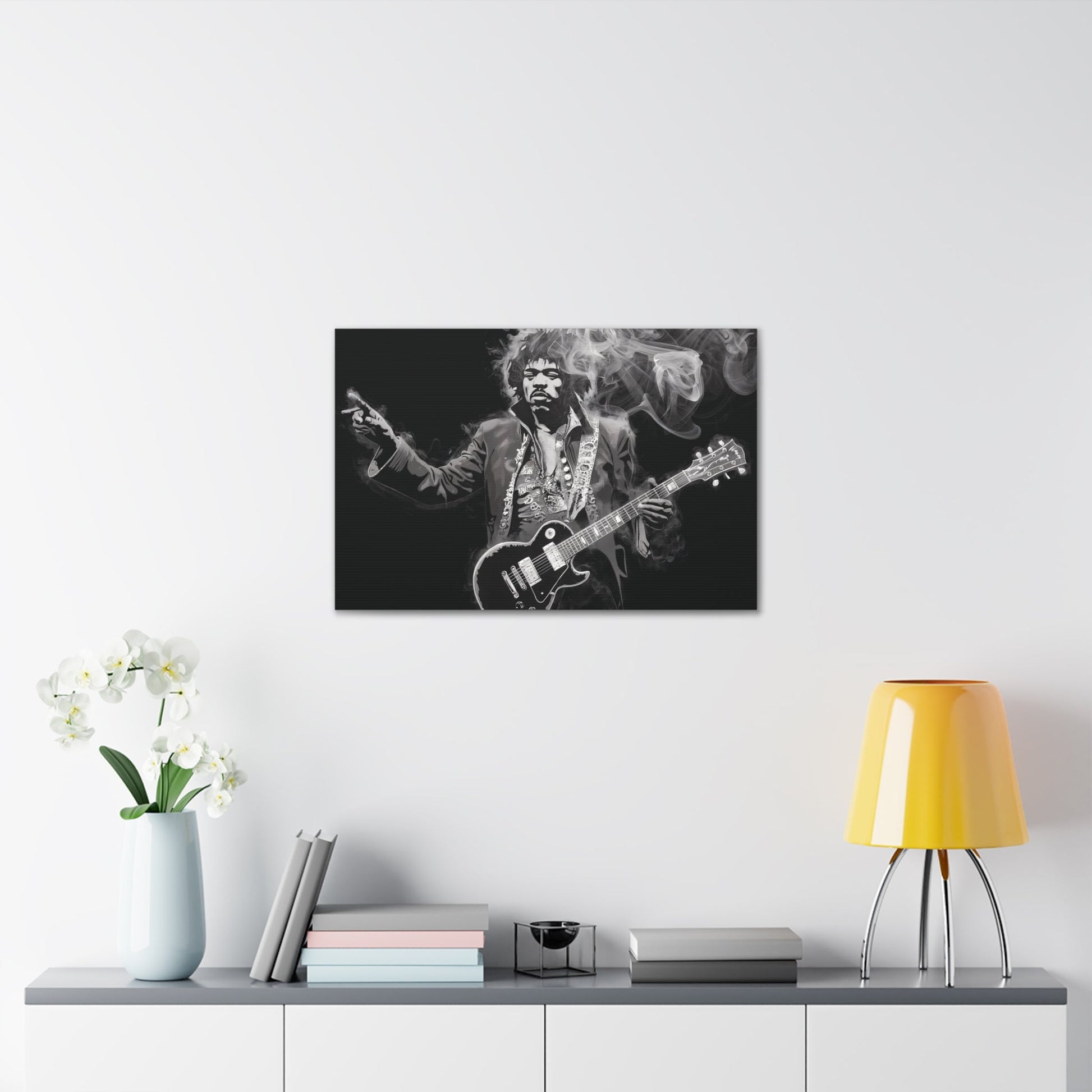 Peace and LovePeace and Love: Jimi Hendrix Fumage Art | Canvas Gallery Wrap | EthereCanvasPeace and Love: Jimi Hendrix Fumage Art | Canvas Gallery Wrap - Wall Art Decor
Jimi Hendrix Soot Painting - Innovative Fumage Art on Canvas
Experience the fiery pass