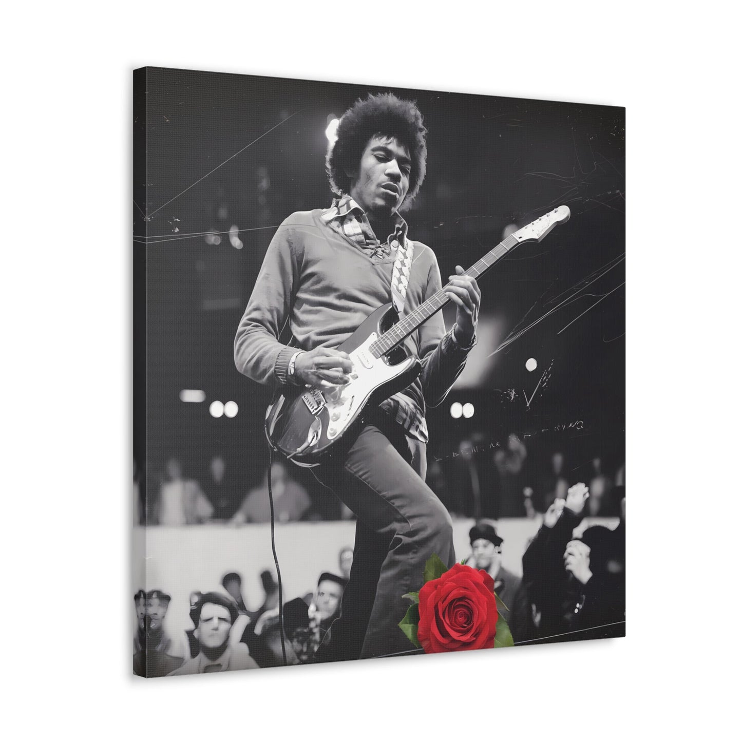 Jimi Hendrix Vintage PerformanceTimeless Passion: Jimi Hendrix Vintage Performance | Canvas Gallery WrCanvasJimi Hendrix Vintage Performance | Canvas Gallery Wrap | Iconic Rock Wall Art
Jimi Hendrix Vintage Photo Art - Black and White with Red Rose Accent
 Experience the r