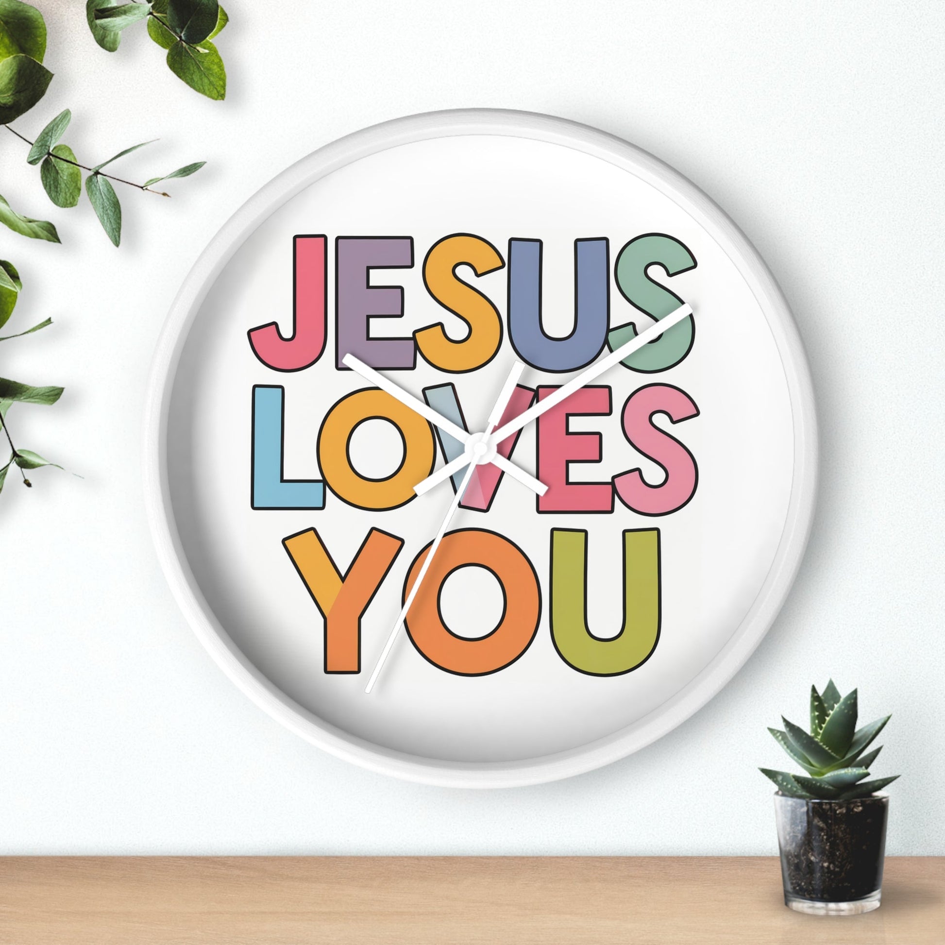 "JESUS LOVES YOU""JESUS LOVES YOU" Inspirational Christian Wall Clock- Christian InspirHome DecorJESUS LOVES YOU" Inspirational Christian Wall Clock
Product Description:Embrace the message of God's love with every tick of our stunning "JESUS LOVES YOU" wall cloc