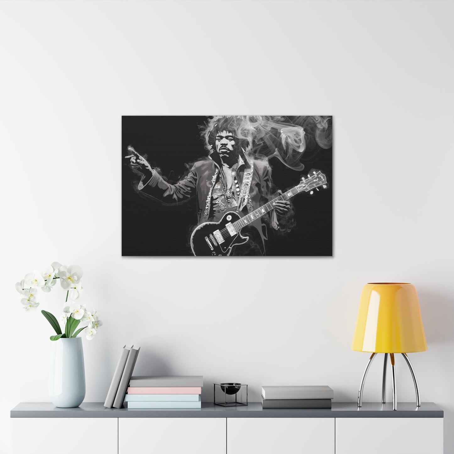 Peace and LovePeace and Love: Jimi Hendrix Fumage Art | Canvas Gallery Wrap | EthereCanvasPeace and Love: Jimi Hendrix Fumage Art | Canvas Gallery Wrap - Wall Art Decor
Jimi Hendrix Soot Painting - Innovative Fumage Art on Canvas
Experience the fiery pass