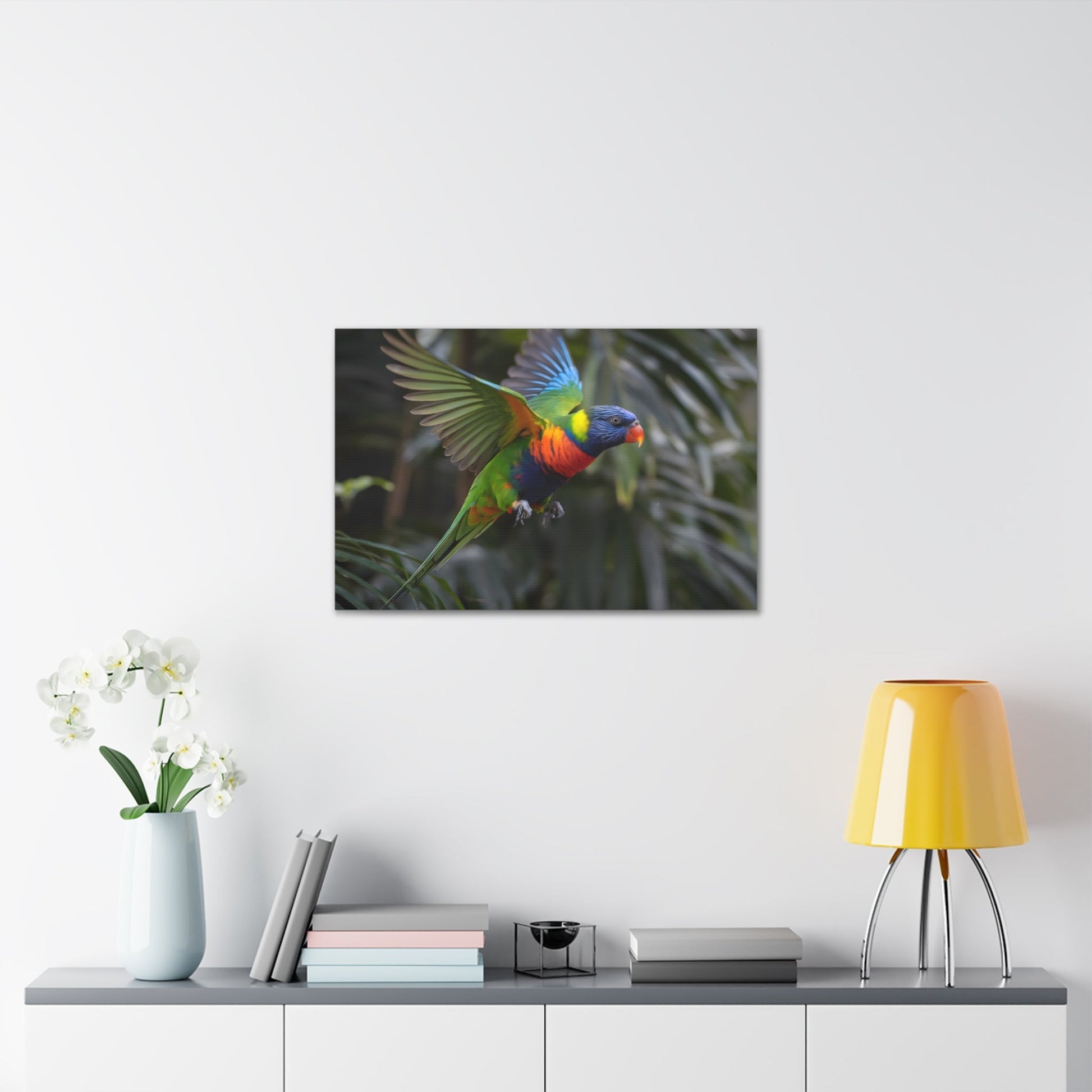 Vibrant Bird ArtRainbow Lorikeet in Flight | Cinematic Wildlife Photography | Vibrant CanvasRainbow Lorikeet in Flight – Cinematic Wildlife Photography
A breathtaking medium shot of a vibrant rainbow lorikeet in mid-flight, showcasing its dazzling plumage o