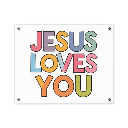 "JESUS LOVES YOU""JESUS LOVES YOU" Inspirational Christian Acrylic Wall Art Panel - WalHome DecorElevate your space with our stunning "JESUS LOVES YOU" acrylic wall art panel. This modern, high-quality piece combines faith and contemporary design to create a pow