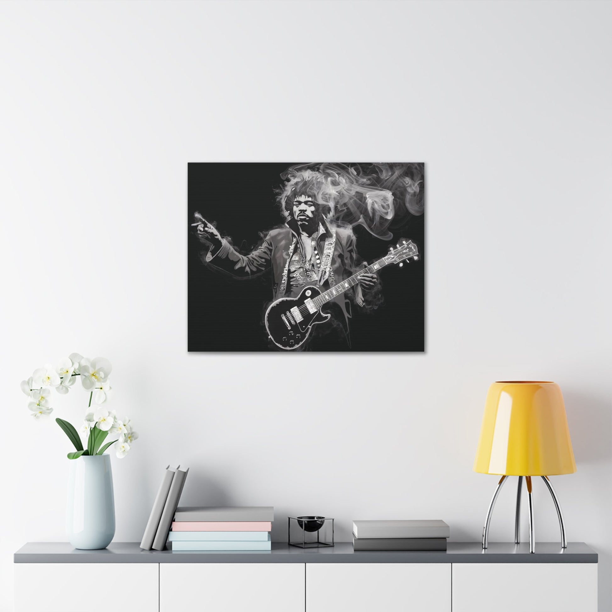 Peace and LovePeace and Love: Jimi Hendrix Fumage Art | Canvas Gallery Wrap | EthereCanvasPeace and Love: Jimi Hendrix Fumage Art | Canvas Gallery Wrap - Wall Art Decor
Jimi Hendrix Soot Painting - Innovative Fumage Art on Canvas
Experience the fiery pass