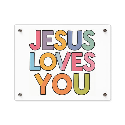 "JESUS LOVES YOU""JESUS LOVES YOU" Inspirational Christian Acrylic Wall Art Panel - WalHome DecorElevate your space with our stunning "JESUS LOVES YOU" acrylic wall art panel. This modern, high-quality piece combines faith and contemporary design to create a pow