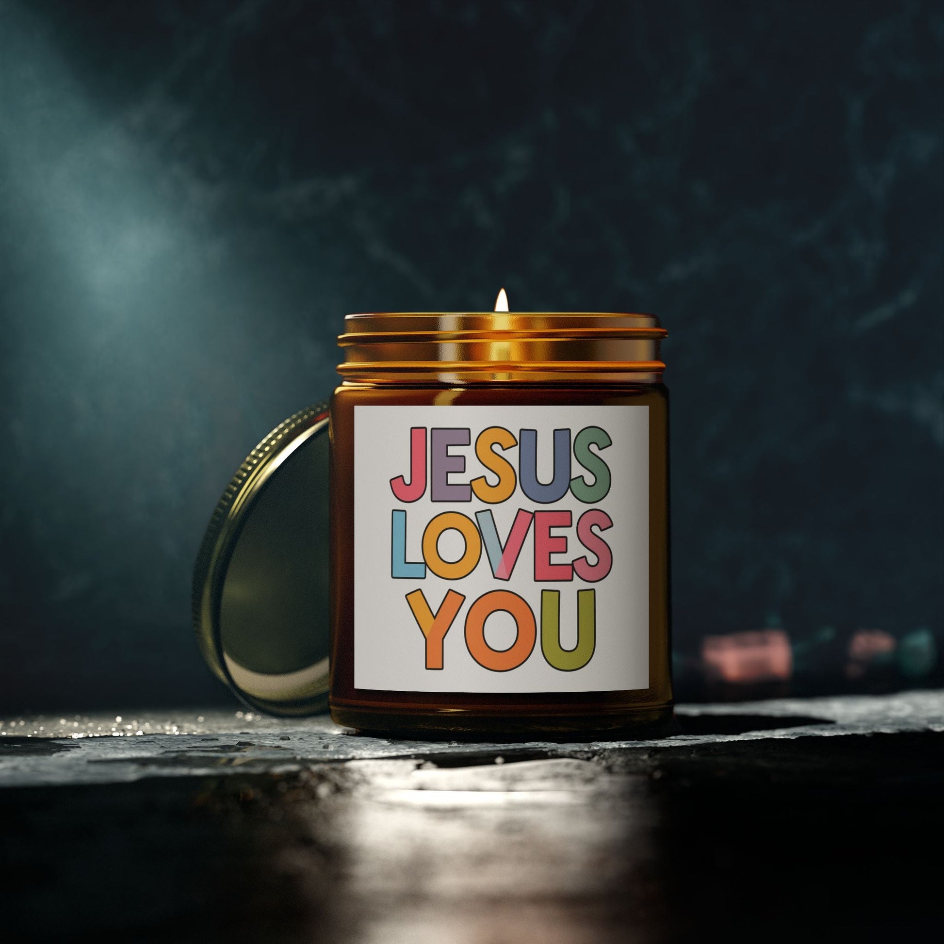 "JESUS LOVES YOU""JESUS LOVES YOU" Inspirational Christian Scented Candles, Coconut AprHome DecorIlluminate your space with the warm glow and comforting fragrance of our "JESUS LOVES YOU" scented candles. Handcrafted with premium coconut apricot wax, these candl