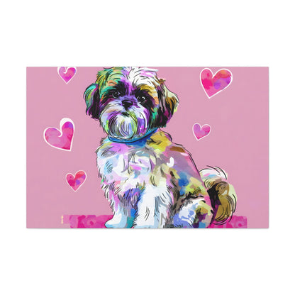 Shih Tzu Pop Art Canvas | Vibrant Dog Art | Curly-Sue Wall Decor - Shih Tzu Dog