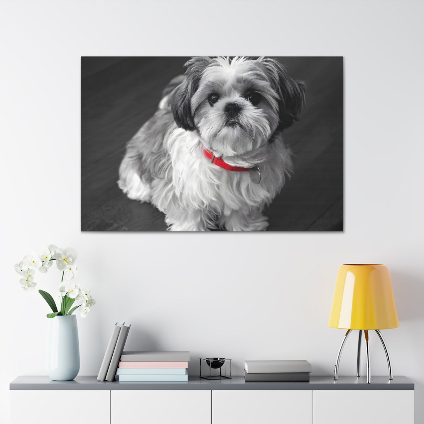 "Curly-Sue" The Shih Tzu Black & White Photo | Monochromatic Dog Art Canvas