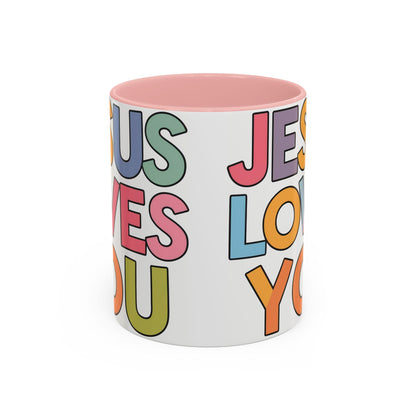 Jesus Loves YouJesus Loves You" Inspirational Christian Coffee Mug - Accent Coffee MuMugJesus Loves You" Inspirational Christian Coffee Mug - Accent Coffee Mug (11, 15oz) 
Celebrate your faith with our vibrant and uplifting "Jesus Loves You" accent coff