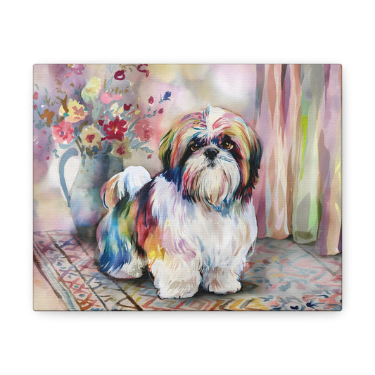 Curly-Sue The Shih Tzu"Curly-Sue" The Shih Tzu Watercolor Art | Dreamy Floral Background DecCanvas"Curly-Sue" The Shih Tzu Watercolor Art | Dreamy Impressionistic Dog Painting | Vibrant Landscape Decor |
Discover a dreamy watercolor painting of Curly-Sue, a fluff