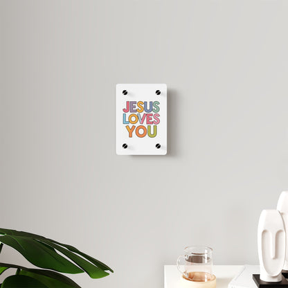 "JESUS LOVES YOU""JESUS LOVES YOU" Inspirational Christian Acrylic Wall Art Panel - WalHome DecorElevate your space with our stunning "JESUS LOVES YOU" acrylic wall art panel. This modern, high-quality piece combines faith and contemporary design to create a pow