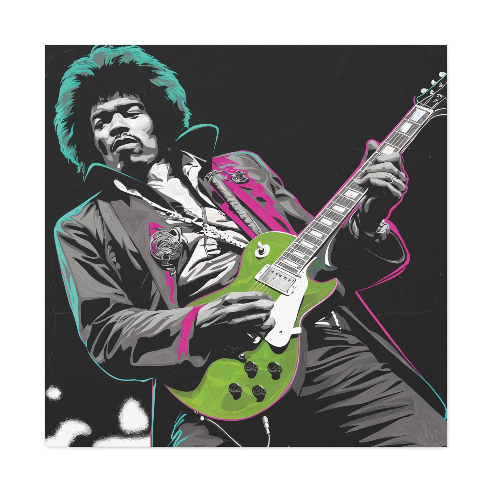 Jimi Hendrix Pop ArtElectric Icon: Jimi Hendrix Pop Art Canvas | Vibrant Guitar Legend PorCanvasJimi Hendrix Pop Art Canvas - Neon Guitar Rock Legend Print
Electrify your space with this striking Jimi Hendrix pop art canvas. Monochrome portrait with vibrant neo