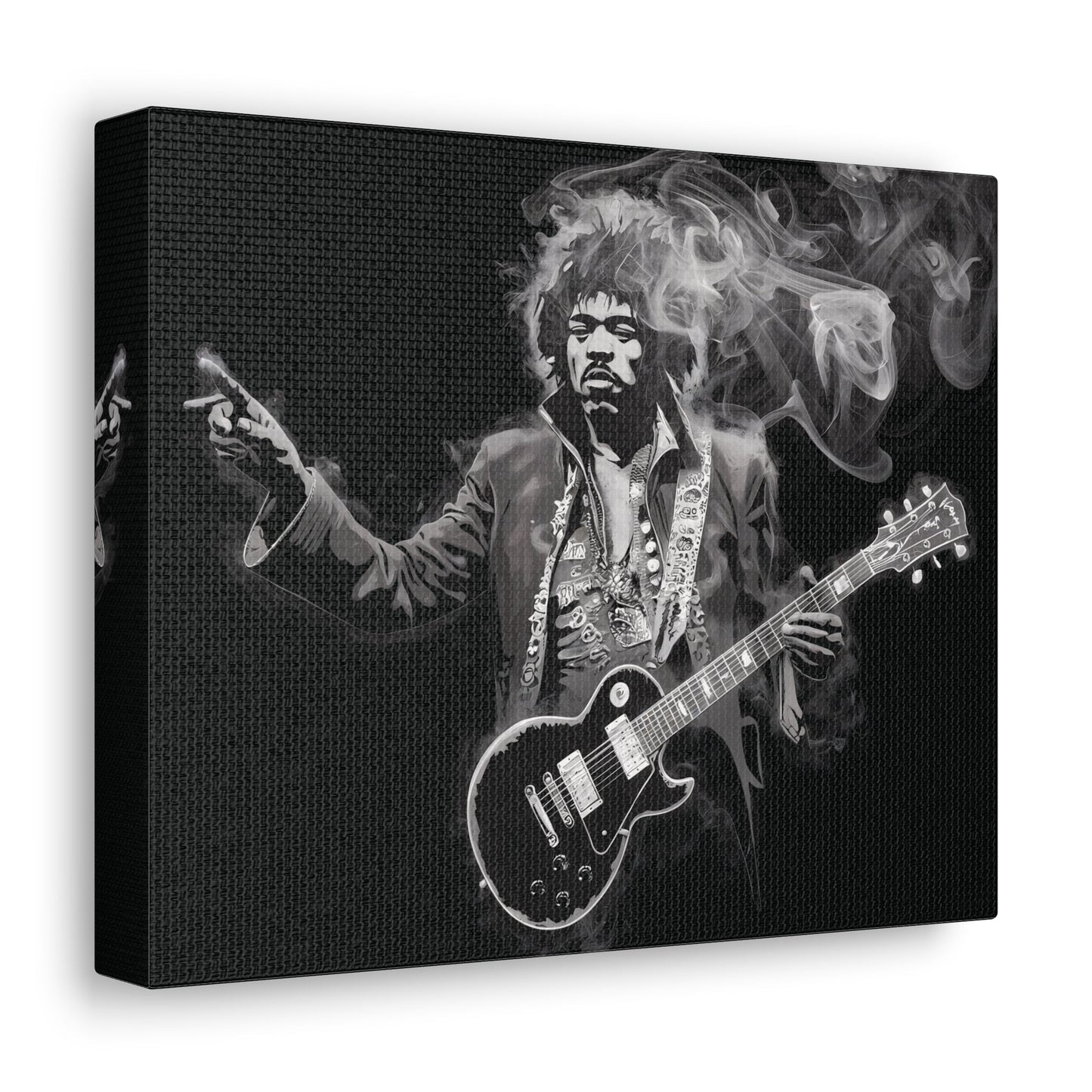 Peace and LovePeace and Love: Jimi Hendrix Fumage Art | Canvas Gallery Wrap | EthereCanvasPeace and Love: Jimi Hendrix Fumage Art | Canvas Gallery Wrap - Wall Art Decor
Jimi Hendrix Soot Painting - Innovative Fumage Art on Canvas
Experience the fiery pass