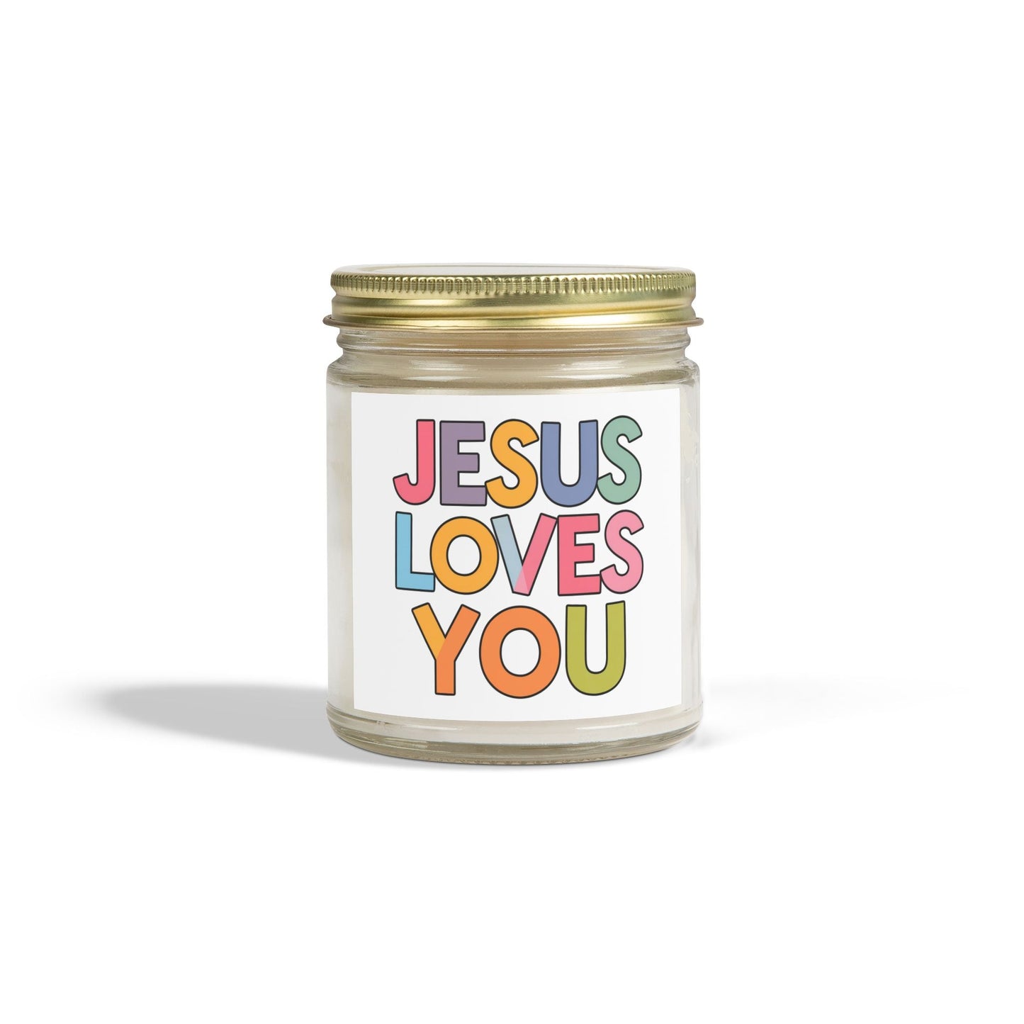 "JESUS LOVES YOU""JESUS LOVES YOU" Inspirational Christian Scented Candles, Coconut AprHome DecorIlluminate your space with the warm glow and comforting fragrance of our "JESUS LOVES YOU" scented candles. Handcrafted with premium coconut apricot wax, these candl