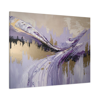 Purple and Gold Abstract Painting – Impasto Technique & Swirls- Large Wall Art Decor - Matte Canvas