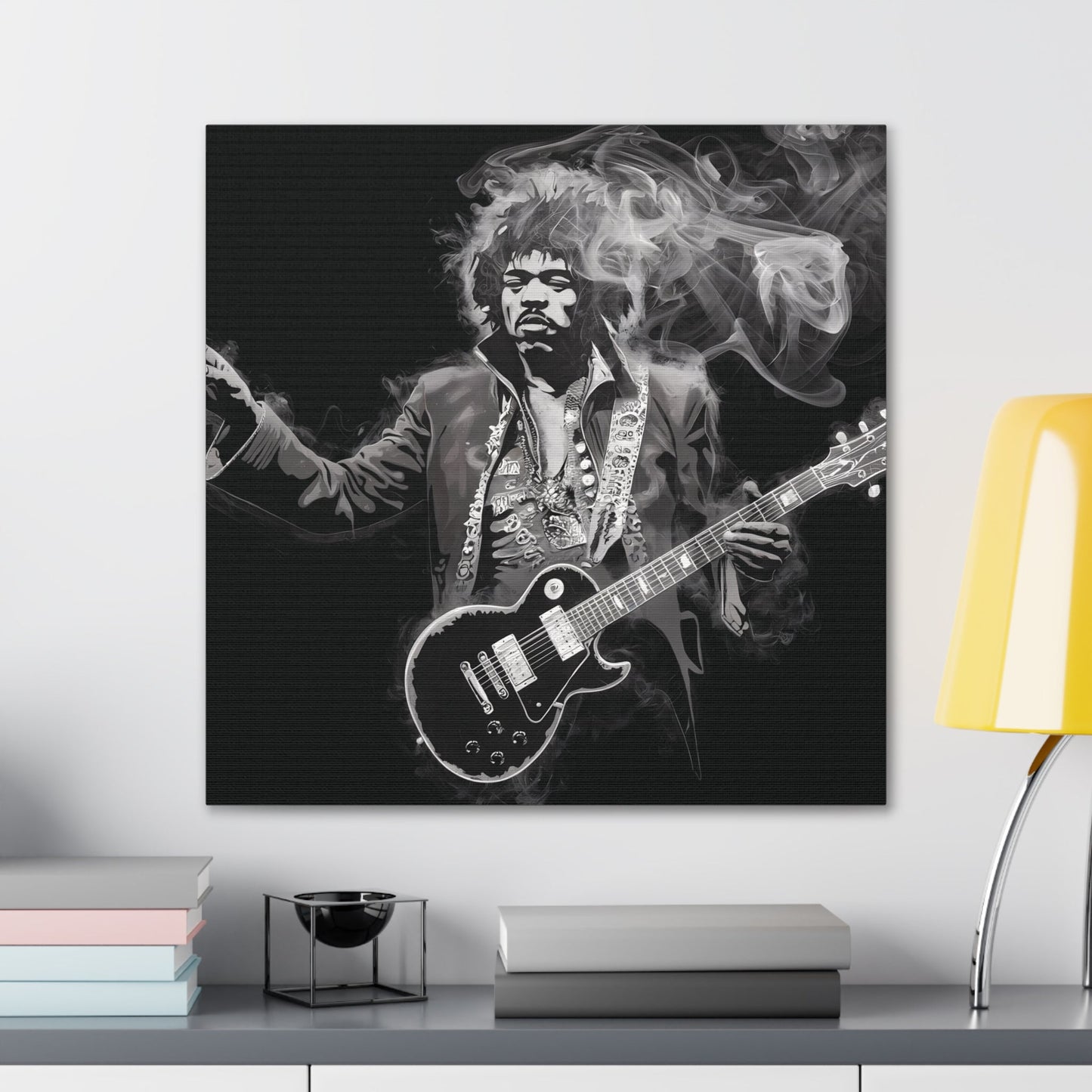 Peace and LovePeace and Love: Jimi Hendrix Fumage Art | Canvas Gallery Wrap | EthereCanvasPeace and Love: Jimi Hendrix Fumage Art | Canvas Gallery Wrap - Wall Art Decor
Jimi Hendrix Soot Painting - Innovative Fumage Art on Canvas
Experience the fiery pass