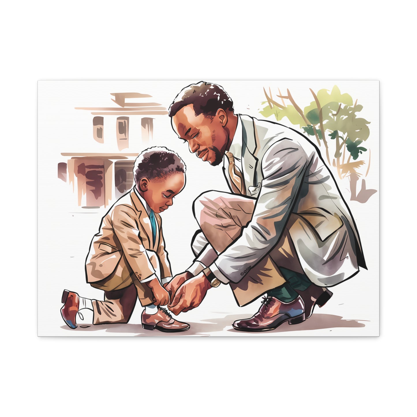 Black Fatherhood Moments Canvas Wall Art - Father and Son Bonding