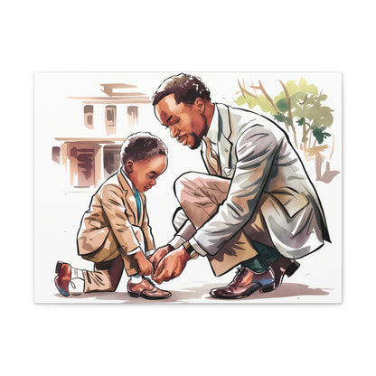 Black Fatherhood Moments Canvas Wall Art - Father and Son Bonding