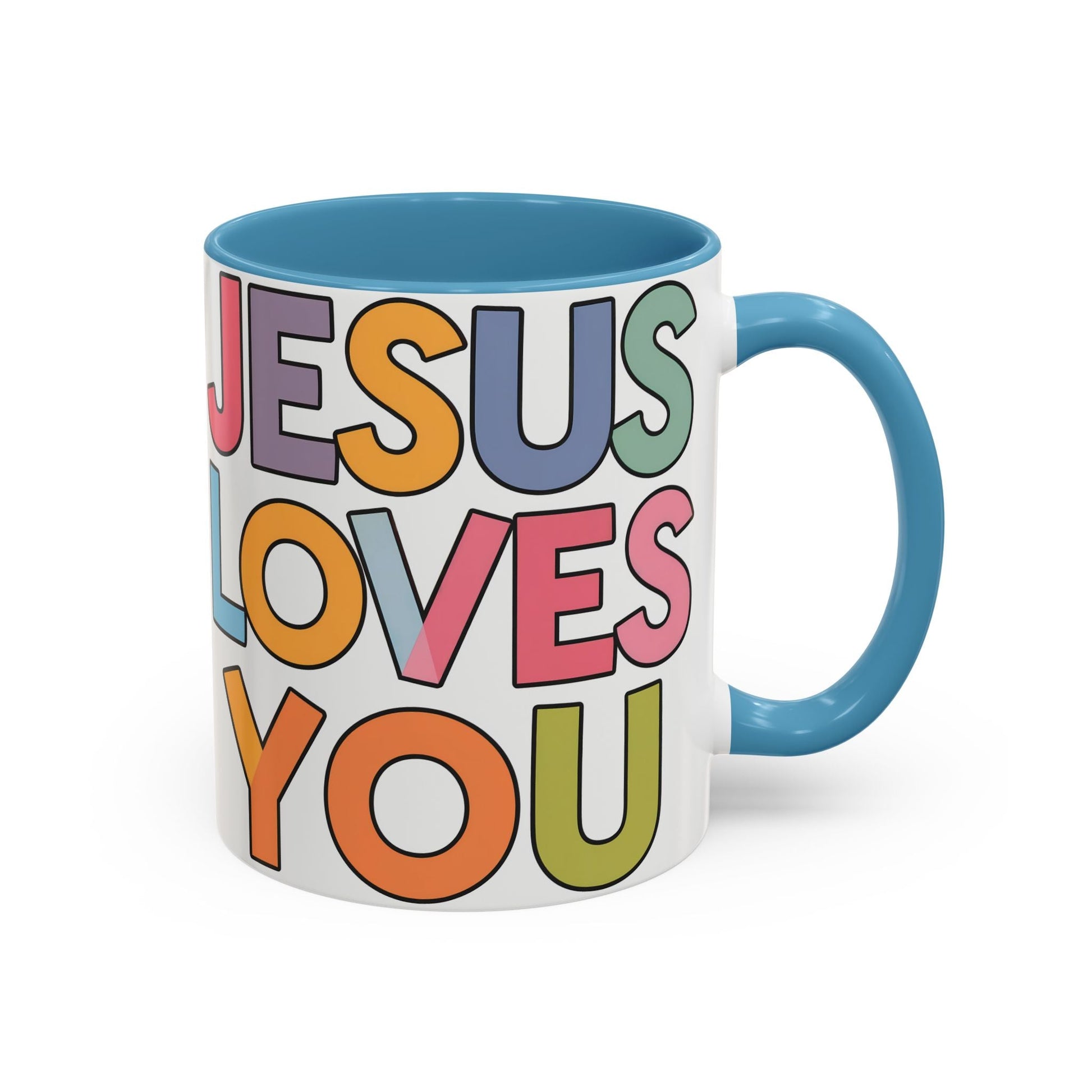 Jesus Loves YouJesus Loves You" Inspirational Christian Coffee Mug - Accent Coffee MuMugJesus Loves You" Inspirational Christian Coffee Mug - Accent Coffee Mug (11, 15oz) 
Celebrate your faith with our vibrant and uplifting "Jesus Loves You" accent coff