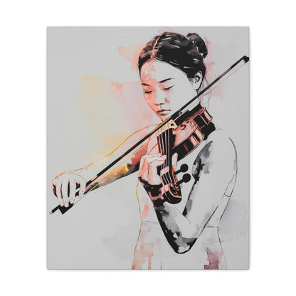 Minimalist Watercolor Violinist Canvas Art - Abstract Musical Elegance - Canvas Gallery Wraps