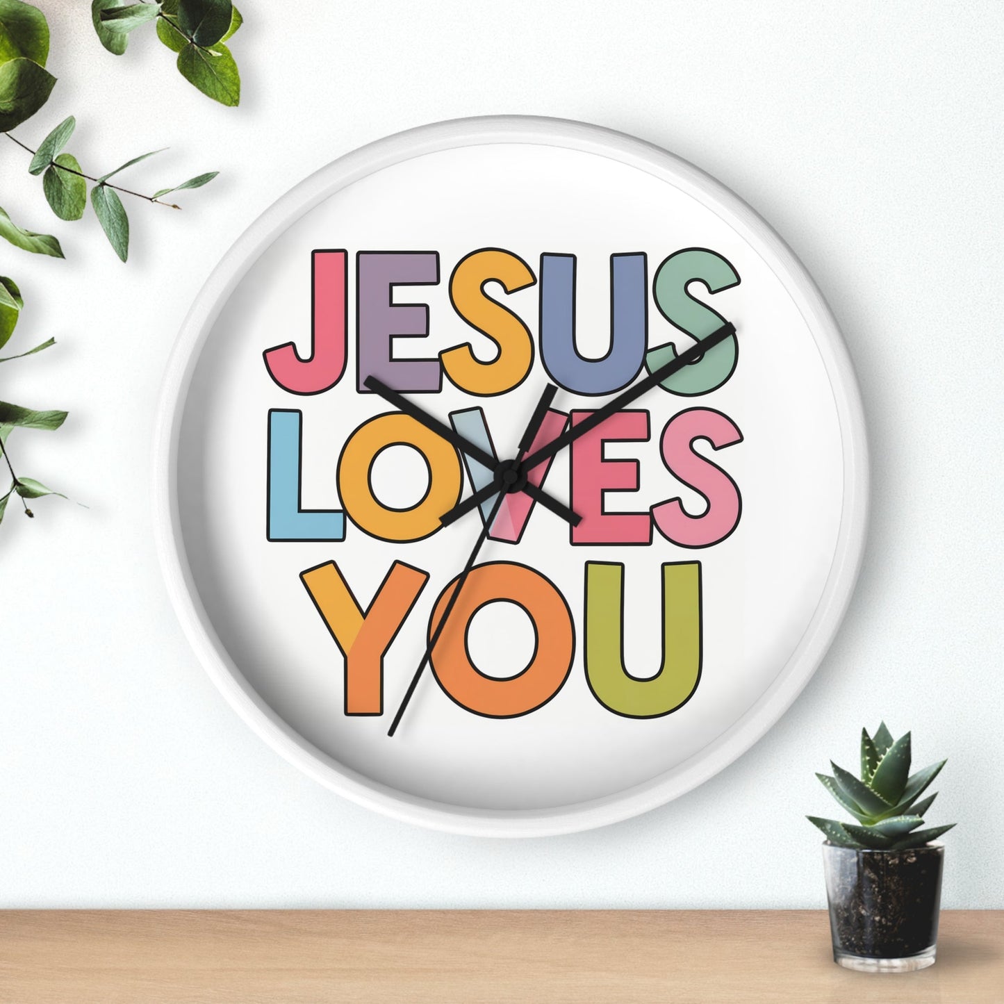 "JESUS LOVES YOU""JESUS LOVES YOU" Inspirational Christian Wall Clock- Christian InspirHome DecorJESUS LOVES YOU" Inspirational Christian Wall Clock
Product Description:Embrace the message of God's love with every tick of our stunning "JESUS LOVES YOU" wall cloc