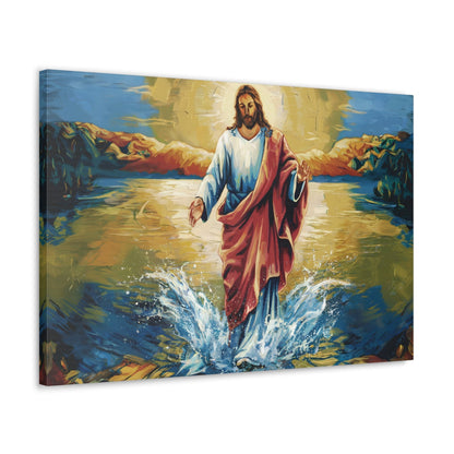 Jesus Christ Walking on Water Painting, fine art wall print, canvas gallery wrap.