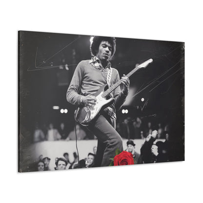 Jimi Hendrix Vintage PerformanceTimeless Passion: Jimi Hendrix Vintage Performance | Canvas Gallery WrCanvasJimi Hendrix Vintage Performance | Canvas Gallery Wrap | Iconic Rock Wall Art
Jimi Hendrix Vintage Photo Art - Black and White with Red Rose Accent
 Experience the r