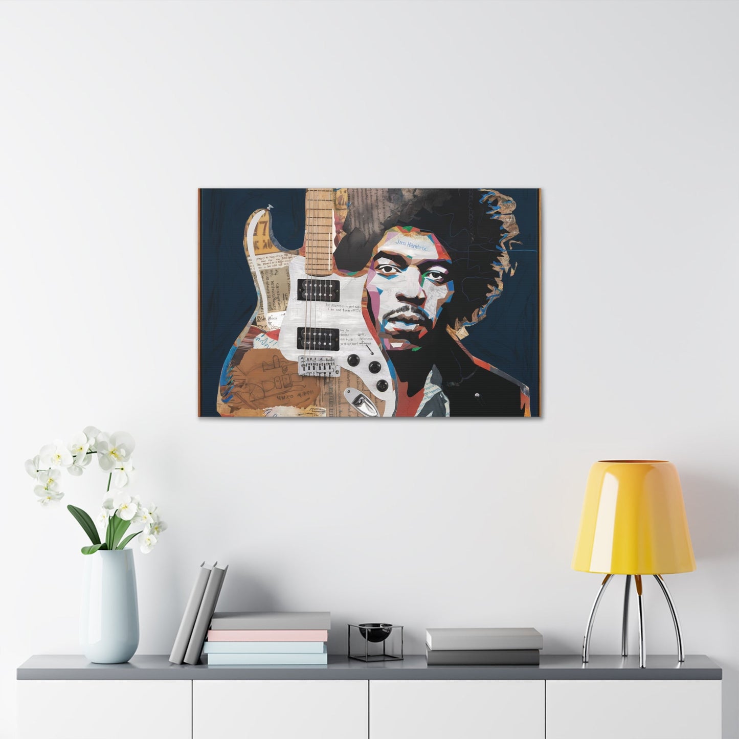 Sonic LegacySonic Legacy: Jimi Hendrix Guitar Collage Art Print | Iconic Rock MemoCanvasJimi Hendrix Abstract Guitar Collage - Unique Rock Art Print
Experience the soul of rock with this abstract Jimi Hendrix guitar collage art print. Bring the spirit o