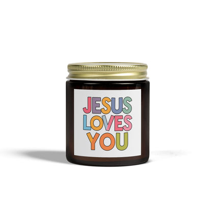 "JESUS LOVES YOU""JESUS LOVES YOU" Inspirational Christian Scented Candles, Coconut AprHome DecorIlluminate your space with the warm glow and comforting fragrance of our "JESUS LOVES YOU" scented candles. Handcrafted with premium coconut apricot wax, these candl