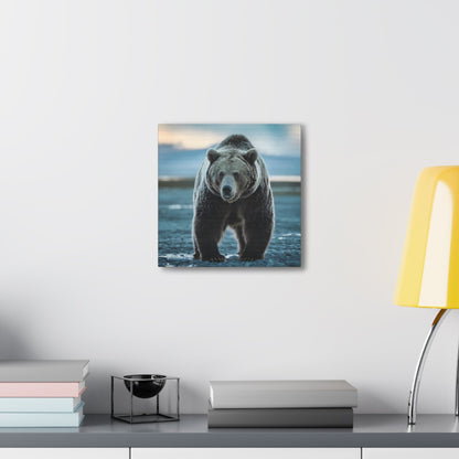 Majestic brown bear artwork on canvas, showcasing wilderness beauty and elegance.