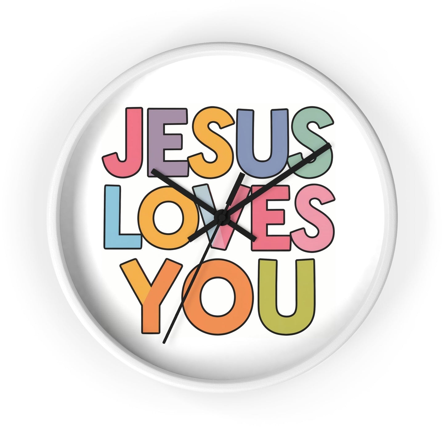 "JESUS LOVES YOU""JESUS LOVES YOU" Inspirational Christian Wall Clock- Christian InspirHome DecorJESUS LOVES YOU" Inspirational Christian Wall Clock
Product Description:Embrace the message of God's love with every tick of our stunning "JESUS LOVES YOU" wall cloc