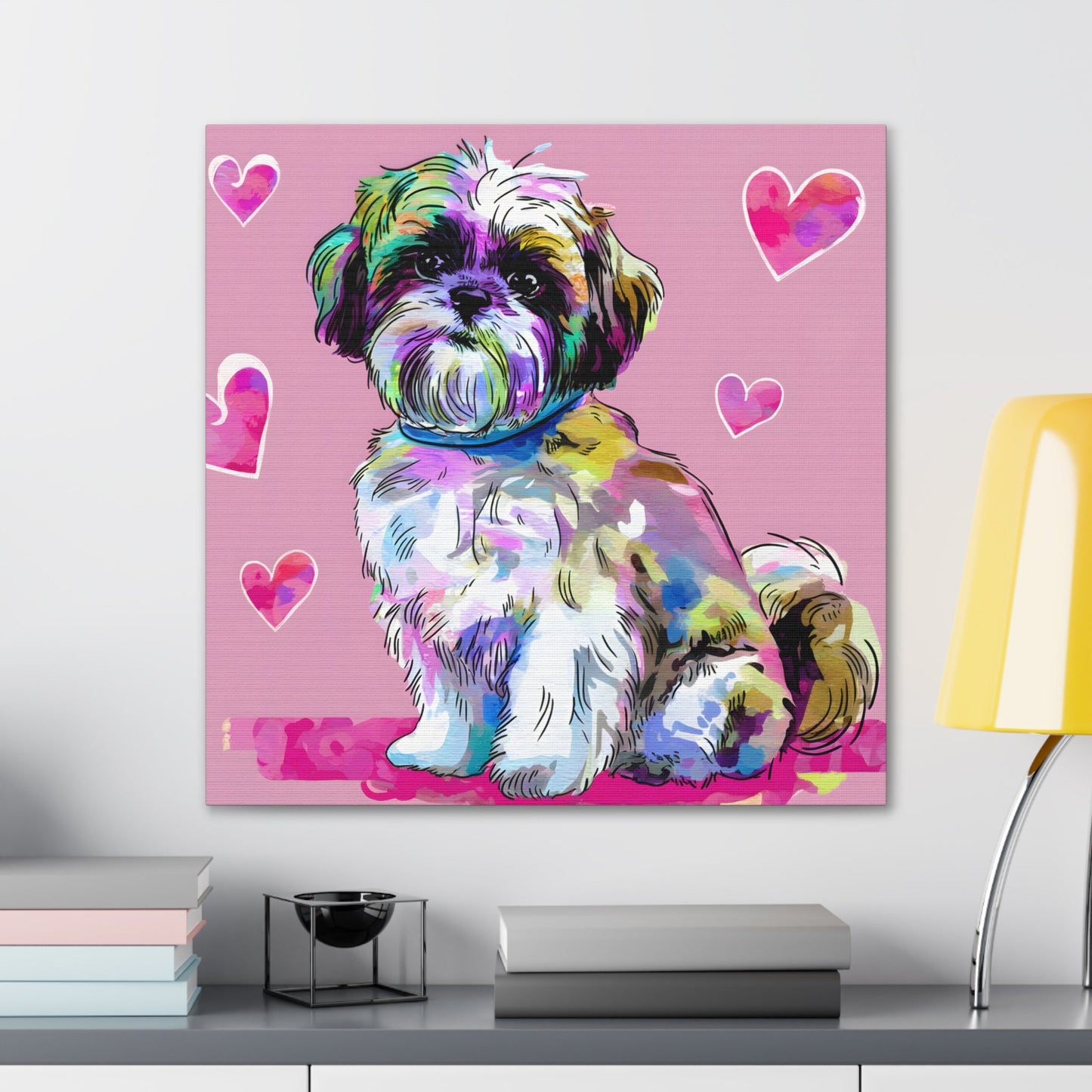 Shih Tzu Pop Art Canvas | Vibrant Dog Art | Curly-Sue Wall Decor - Shih Tzu Dog