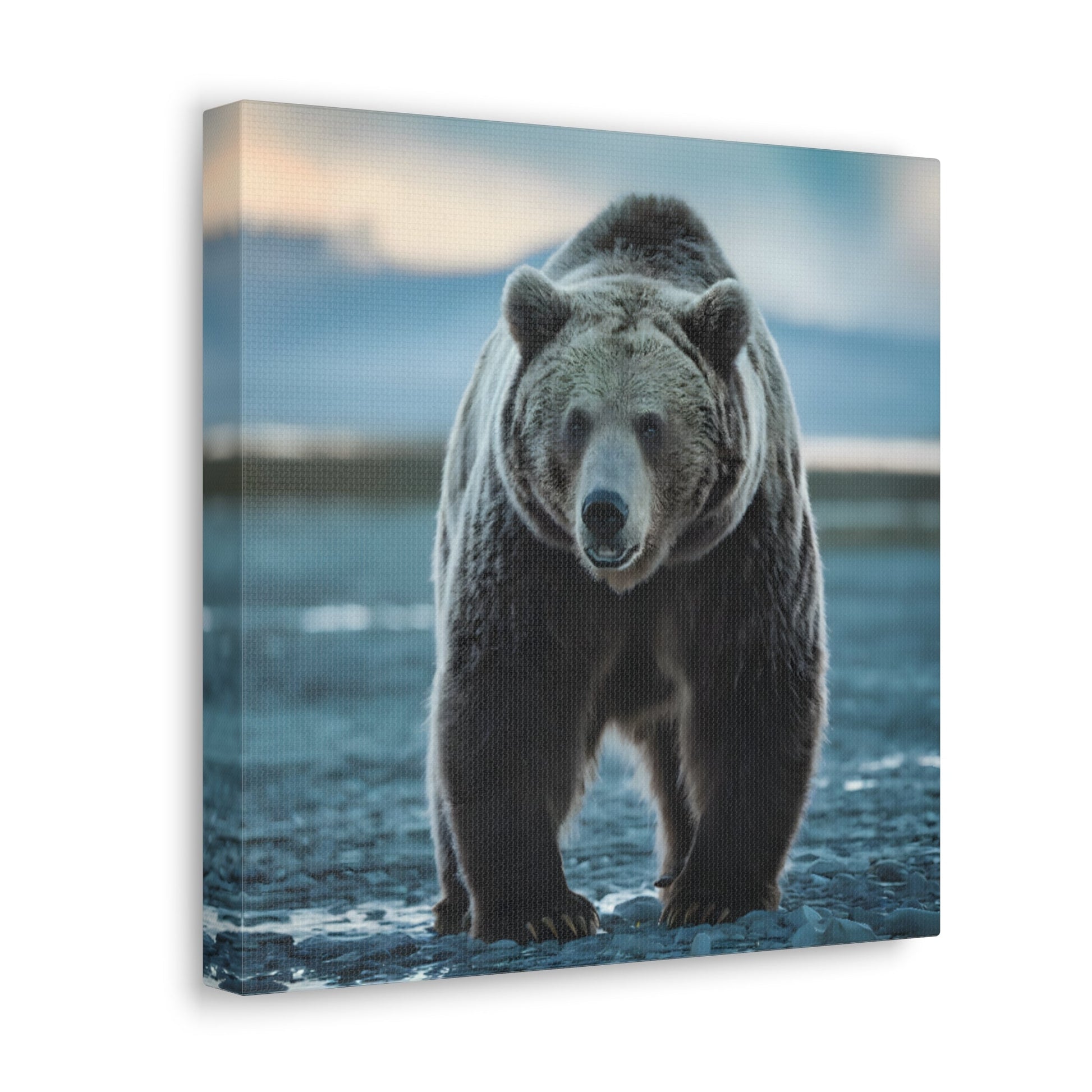 Majestic brown bear canvas wall art showcasing stunning wilderness photography with rich earthy tones.