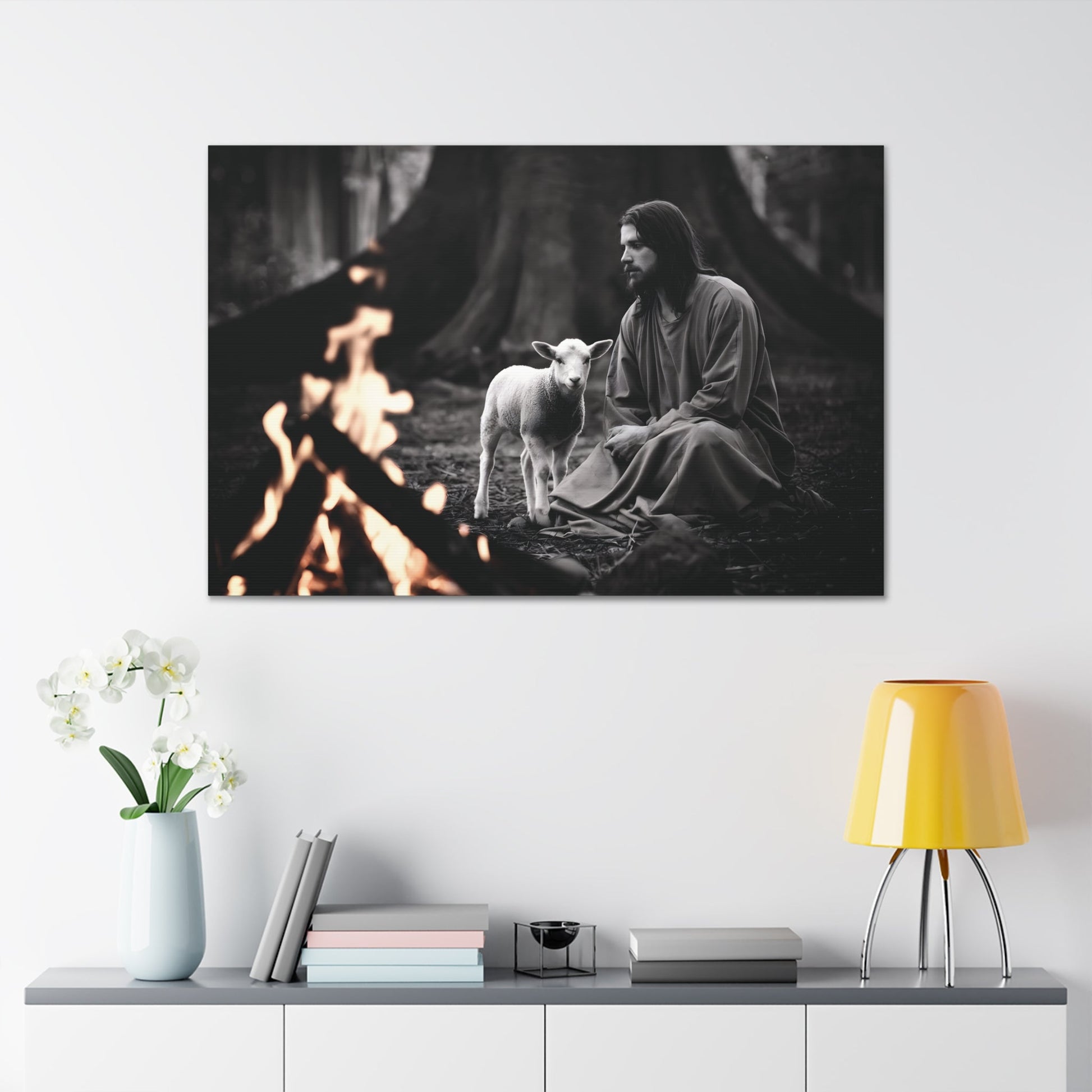 Divine Refuge IIDivine Refuge II: Jesus Christ and the Lamb - Illuminating Faith in DaCanvasDivine Refuge II: Jesus Christ and the Lamb - Illuminating Faith in Darkness | Limited Edition Christian Wall Art |  Modern Wall Art Decor
Description:
Experience th