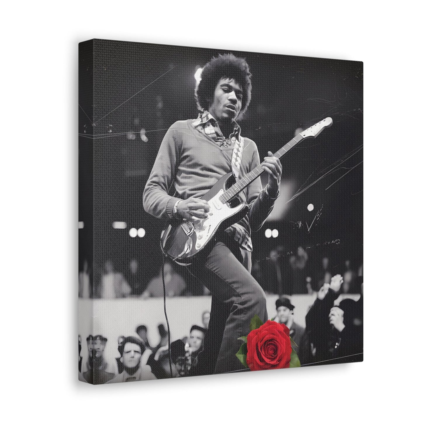 Jimi Hendrix Vintage PerformanceTimeless Passion: Jimi Hendrix Vintage Performance | Canvas Gallery WrCanvasJimi Hendrix Vintage Performance | Canvas Gallery Wrap | Iconic Rock Wall Art
Jimi Hendrix Vintage Photo Art - Black and White with Red Rose Accent
 Experience the r