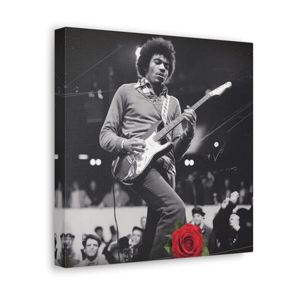 Jimi Hendrix Vintage PerformanceTimeless Passion: Jimi Hendrix Vintage Performance | Canvas Gallery WrCanvasJimi Hendrix Vintage Performance | Canvas Gallery Wrap | Iconic Rock Wall Art
Jimi Hendrix Vintage Photo Art - Black and White with Red Rose Accent
 Experience the r