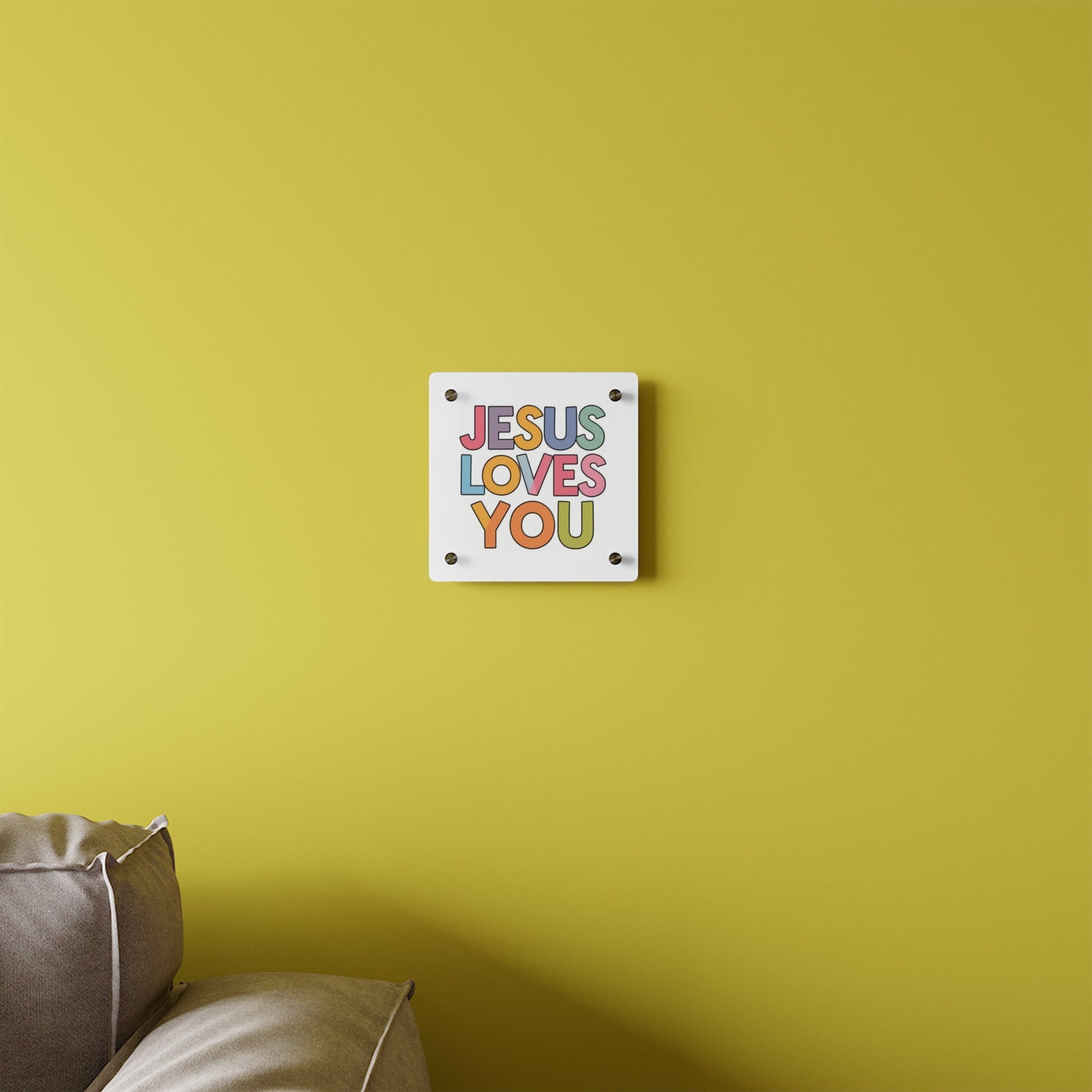 "JESUS LOVES YOU""JESUS LOVES YOU" Inspirational Christian Acrylic Wall Art Panel - WalHome DecorElevate your space with our stunning "JESUS LOVES YOU" acrylic wall art panel. This modern, high-quality piece combines faith and contemporary design to create a pow