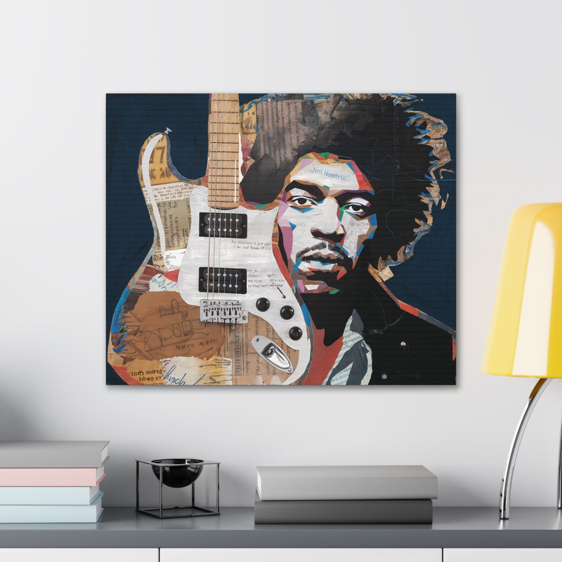 Sonic LegacySonic Legacy: Jimi Hendrix Guitar Collage Art Print | Iconic Rock MemoCanvasJimi Hendrix Abstract Guitar Collage - Unique Rock Art Print
Experience the soul of rock with this abstract Jimi Hendrix guitar collage art print. Bring the spirit o