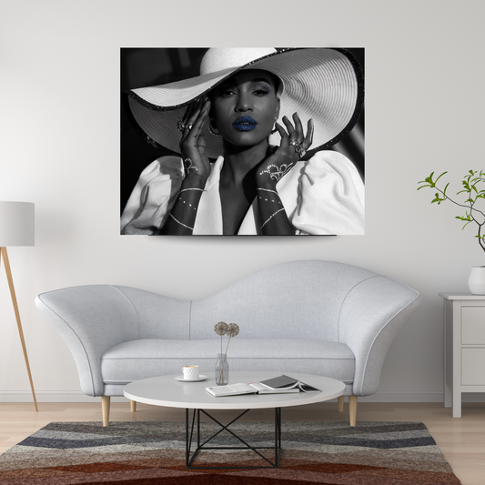 Black and White Vogue -Style Canvas Art - Black Woman Home Decor