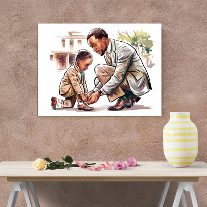 Black Fatherhood Moments Canvas Wall Art - Father and Son Bonding