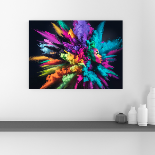 "Colorful Thought Explosion" Abstract Face Explosion Canvas | Vibrant Wall Art | Modern Home Decor