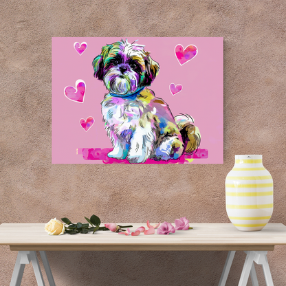 Shih Tzu Pop Art Canvas | Vibrant Dog Art | Curly-Sue Wall Decor - Shih Tzu Dog